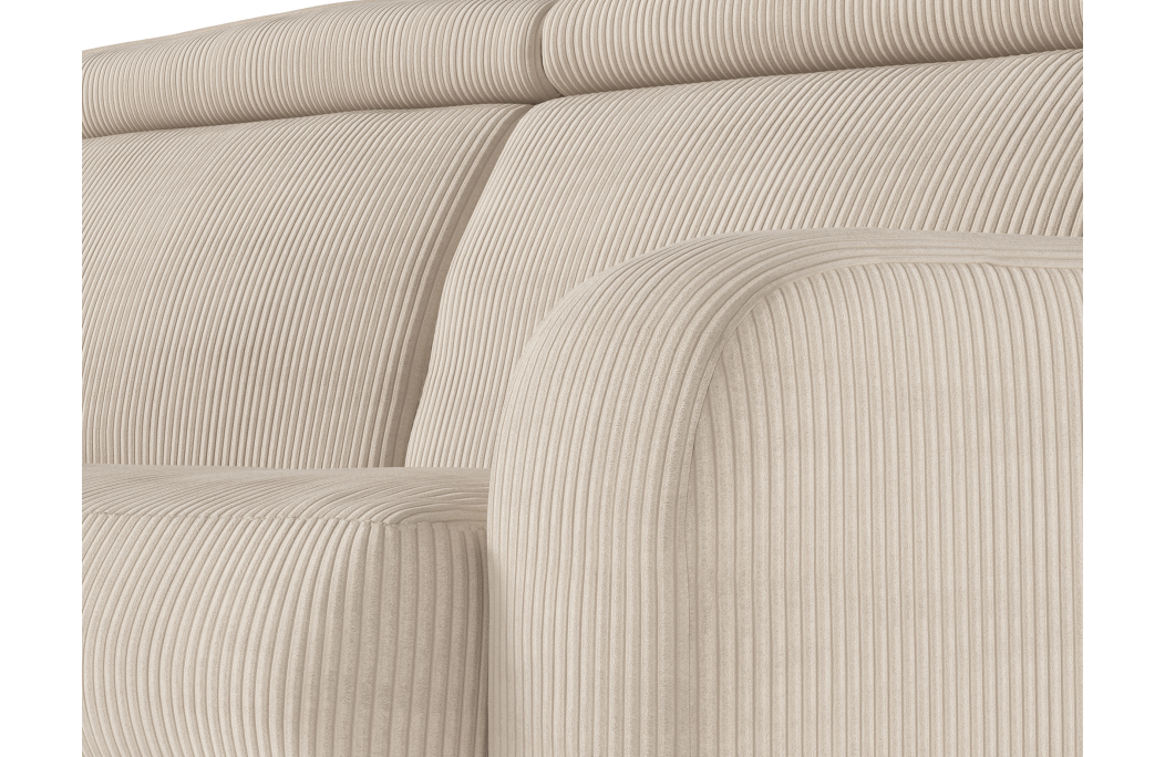 Canapé CAROLE d'angle convertible 4 places système couchage express avec têtières réglables en velours côtelé