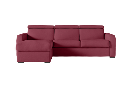 Canapé CAROLE d'angle convertible 4 places système couchage express avec têtières réglables en tissu