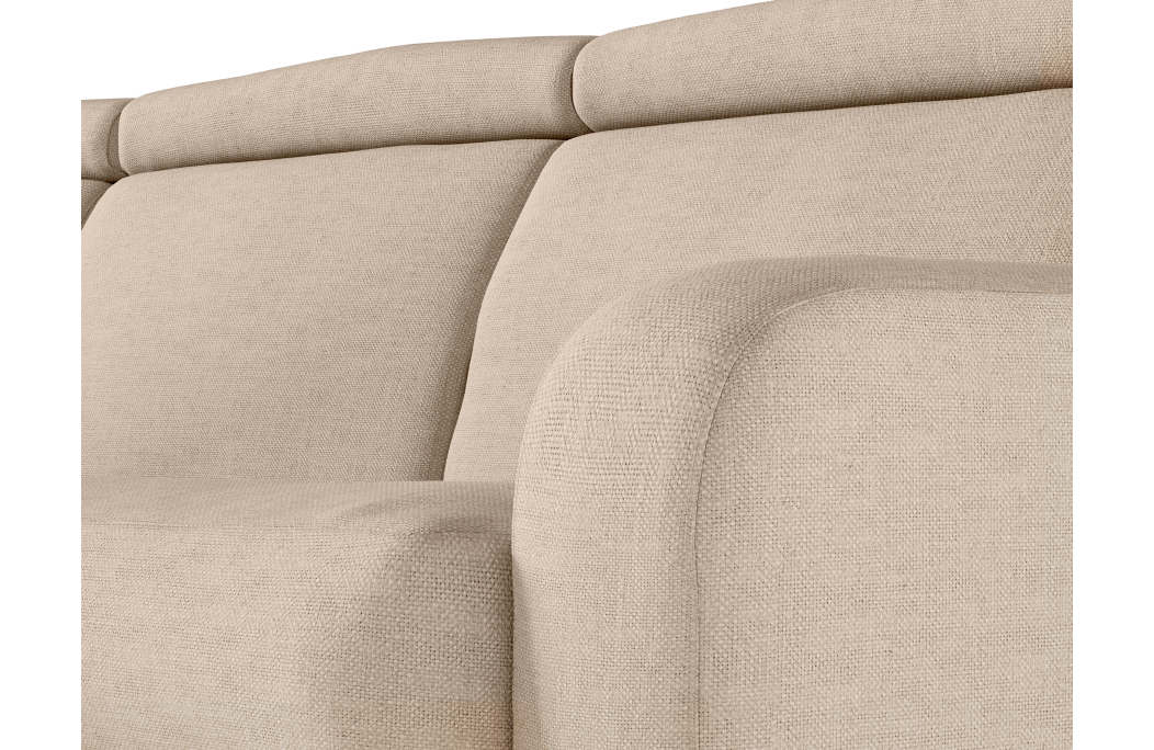 Canapé CAROLE d'angle convertible 4 places système couchage express avec têtières réglables en tissu