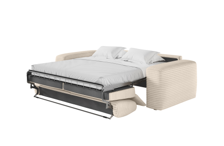 Canapé PACO convertible 3 places système couchage express en velours côtelé