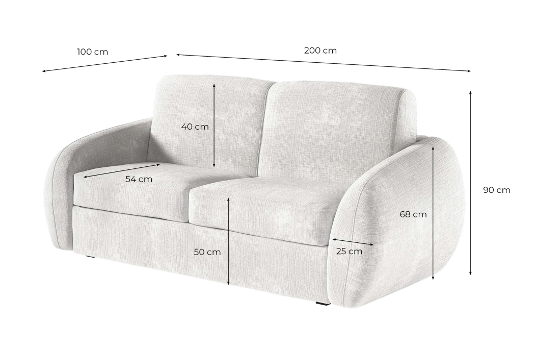 Canapé LOUKA convertible 3 places système couchage express en tissu chenille
