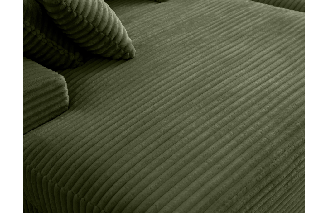 Canapé droit 4 places FLUFFLY avec double méridienne et assise profonde en velours côtelé