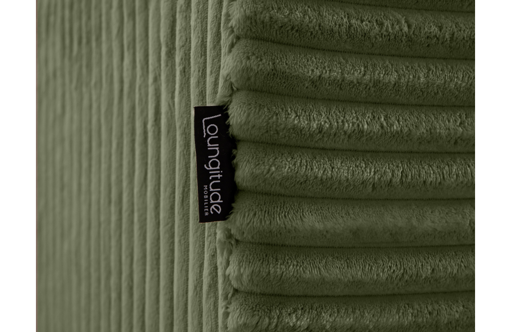 Canapé droit 4 places FLUFFLY avec double méridienne et assise profonde en velours côtelé