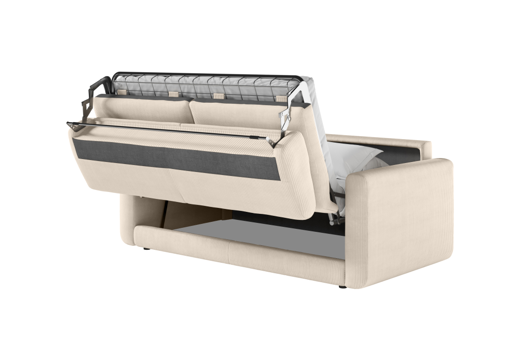 Canapé CLARA convertible 3 places système couchage express en velours côtelé