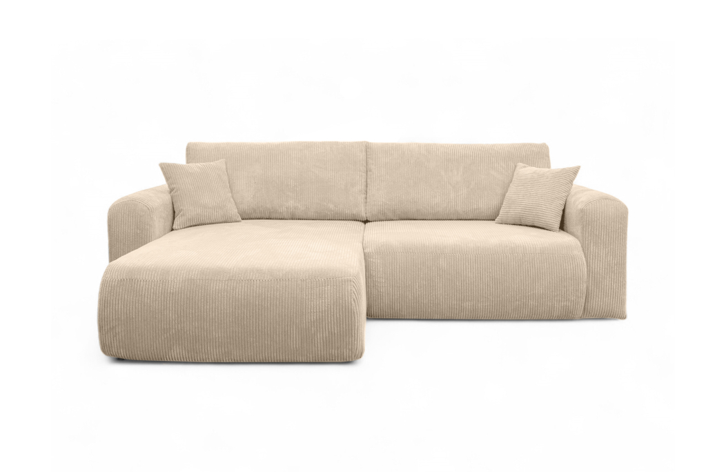 Canapé ALYA d'angle compact réversible et convertible 4 places en velours côtelé