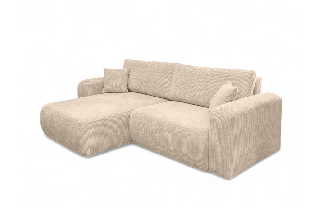 Canapé ALYA d'angle compact réversible et convertible 4 places en velours côtelé