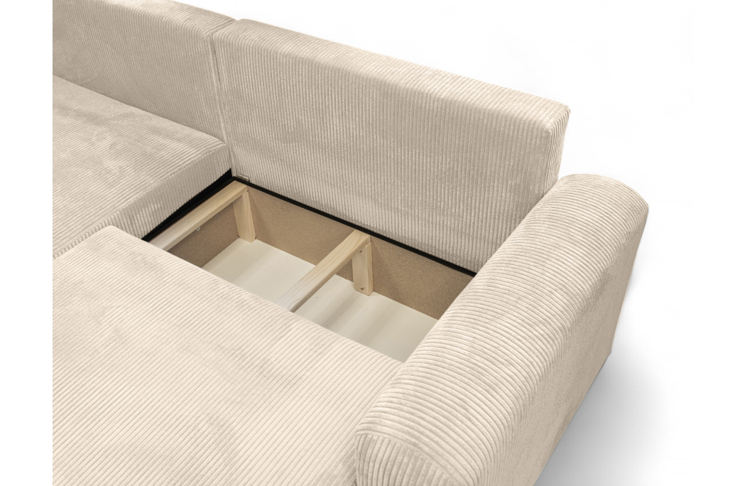 Canapé ALYA d'angle compact réversible et convertible 4 places en velours côtelé