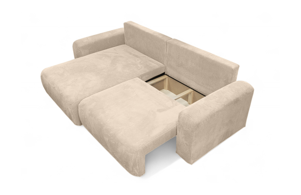 Canapé ALYA d'angle compact réversible et convertible 4 places en velours côtelé