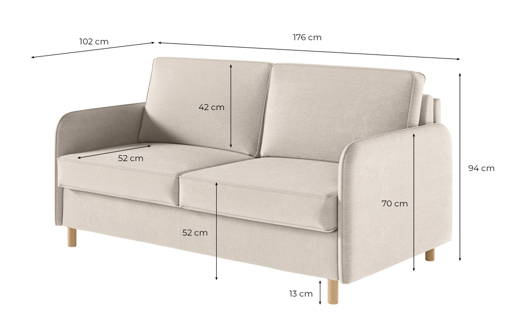 Canapé MIKA convertible 3 places système couchage express en tissu