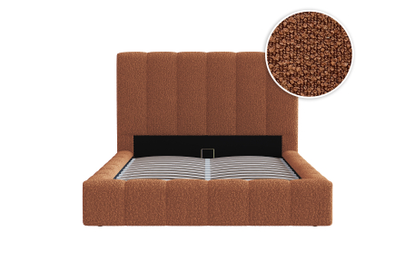 Cadre de lit BULLE rembourré avec coffre en tissu bouclette