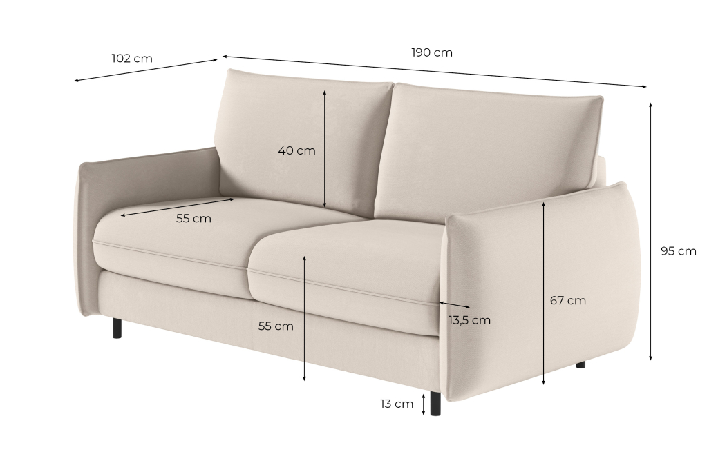 Canapé ERIK convertible 3 places système couchage express en tissu