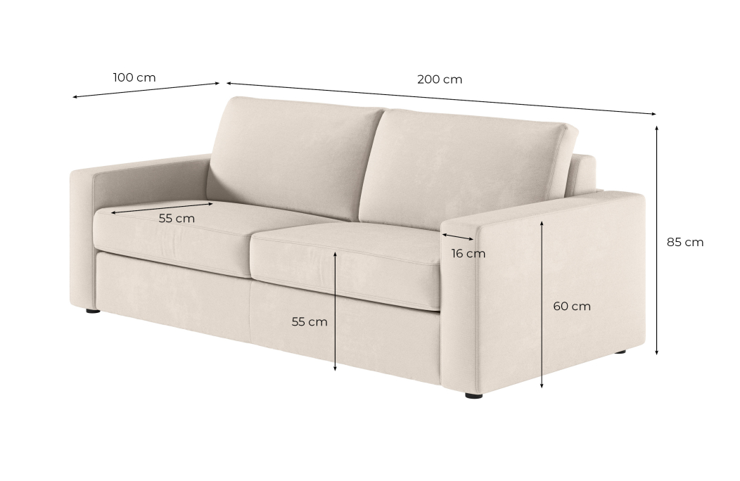 Canapé ADELE convertible 3 places système couchage express déhoussable en tissu
