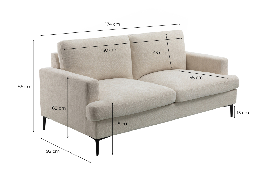 Ensemble canapés droits TALMA 3 + 2places en tissu