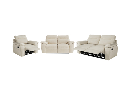 PACK - Canapé de relaxation ROSS manuel 3 et 2 places et fauteuil en tissu Easy Clean antitache