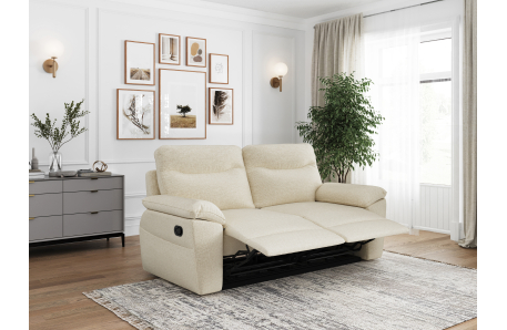 PACK - Canapé de relaxation ROSS manuel 3 et 2 places et fauteuil en tissu Easy Clean antitache