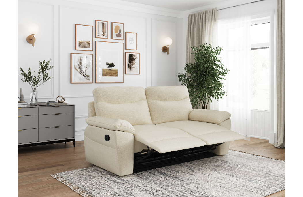 PACK - Canapé de relaxation ROSS manuel 3 et 2 places et fauteuil en tissu Easy Clean antitache