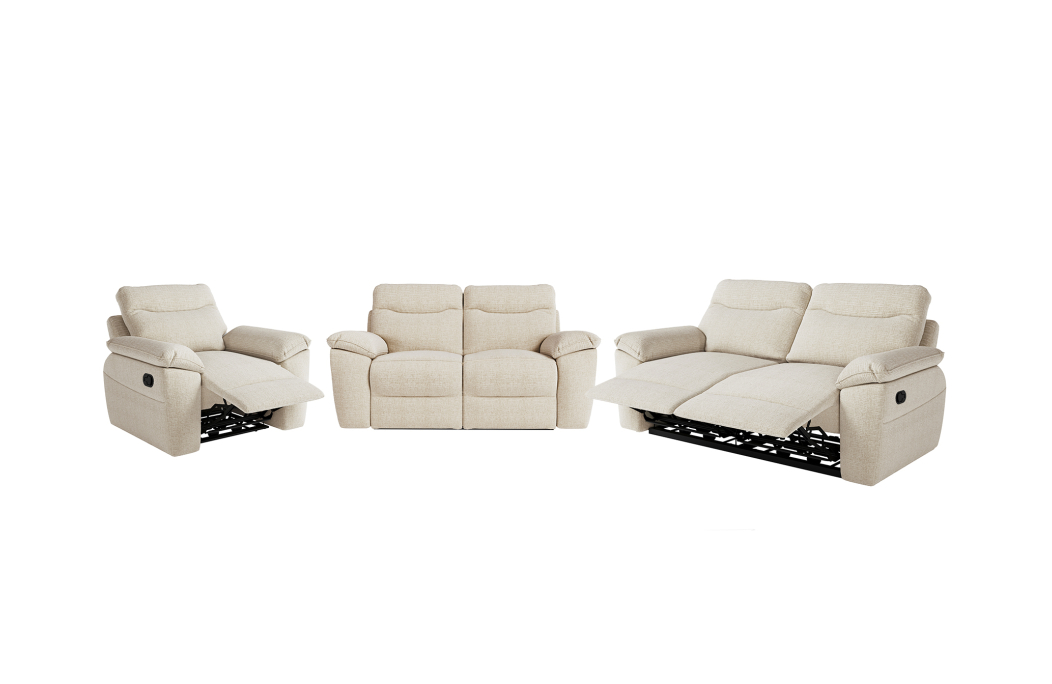 PACK - Canapé de relaxation ROSS manuel 3 et 2 places et fauteuil en tissu texturé 3D