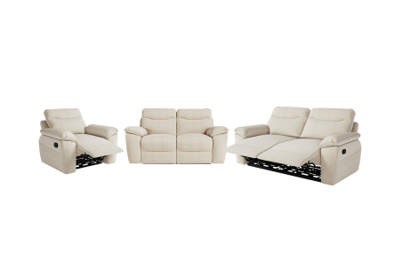 PACK - Canapé de relaxation ROSS manuel 3 et 2 places et fauteuil en tissu texturé 3D