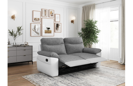 PACK - Canapé de relaxation ROSS manuel 3 et 2 places et fauteuil en tissu et simili