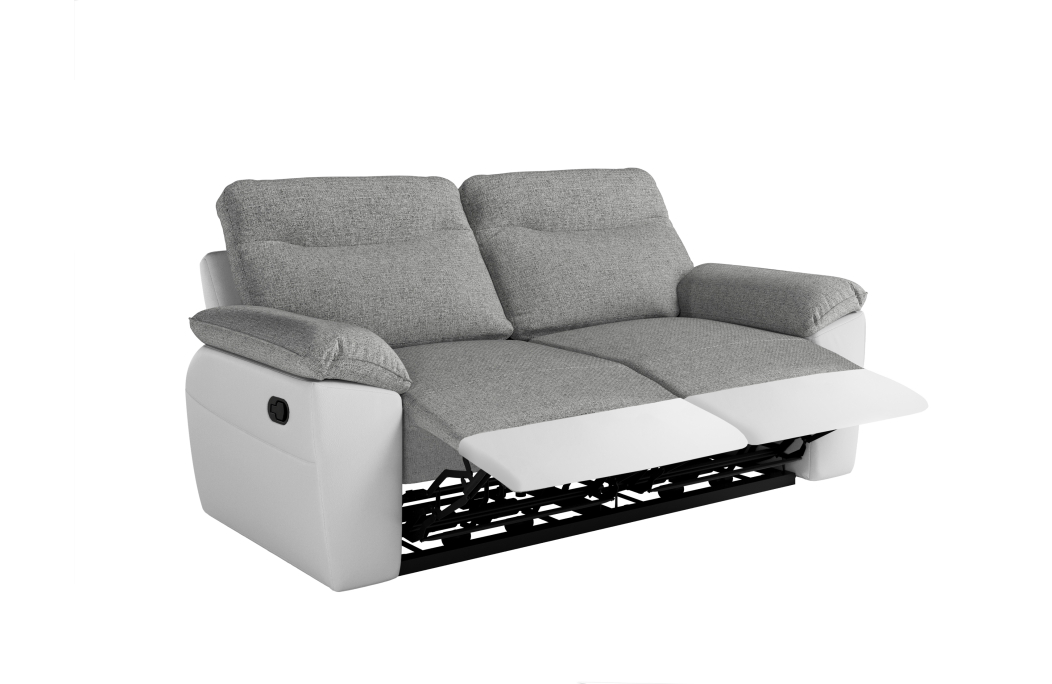 PACK - Canapé de relaxation ROSS manuel 3 et 2 places et fauteuil en tissu et simili