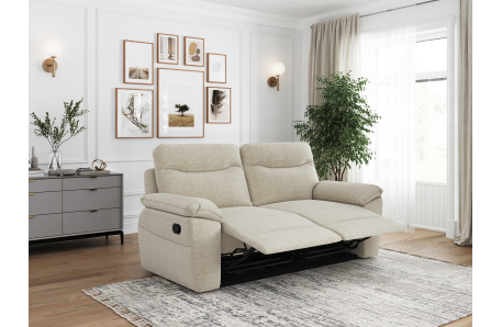 PACK - Canapé de relaxation ROSS manuel 3 places et fauteuil en tissu texturé 3D