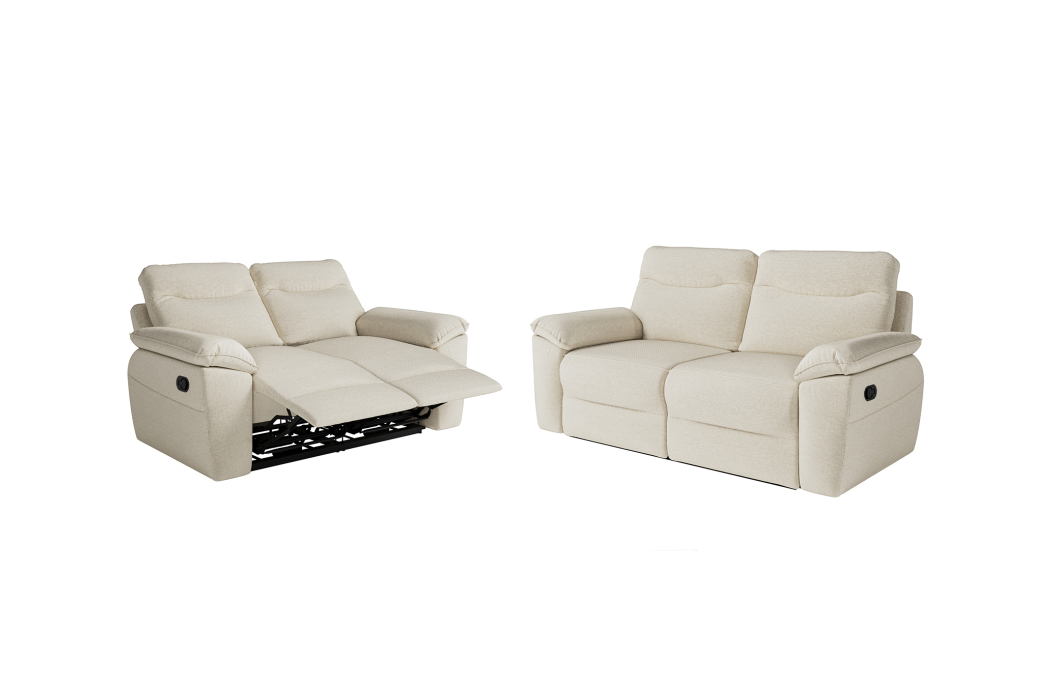 PACK - Canapé de relaxation ROSS manuel 2 et 3 places en tissu Easy Clean antitache