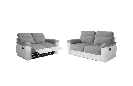 PACK - Canapé de relaxation ROSS manuel 2 et 3 places en tissu et simili