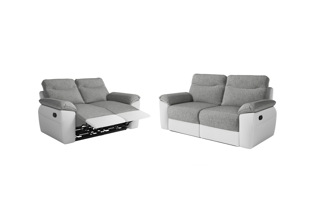 PACK - Canapé de relaxation ROSS manuel 2 et 3 places en tissu et simili
