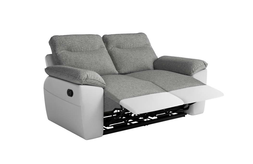 PACK - Canapé de relaxation ROSS manuel 2 places et fauteuil en tissu Easy Clean antitache