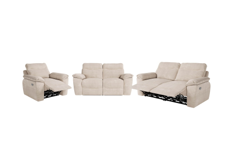 PACK - Canapé de relaxation ROSS électrique 3 et 2 places et fauteuil en velours côtelé