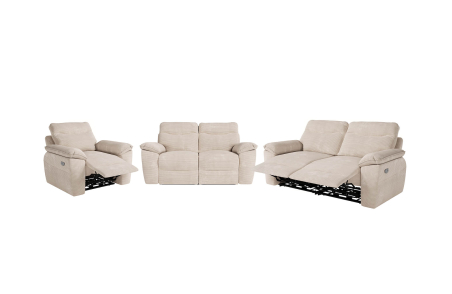 PACK - Canapé de relaxation ROSS électrique 3 et 2 places et fauteuil en velours côtelé