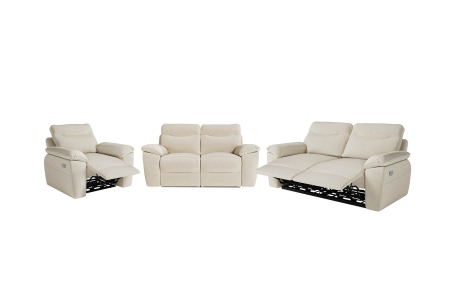 PACK - Canapé de relaxation ROSS électrique 3 et 2 places et fauteuil en tissu Easy Clean antitache