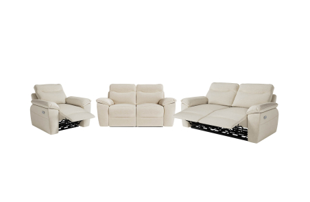 PACK - Canapé de relaxation ROSS électrique 3 et 2 places et fauteuil en tissu Easy Clean antitache