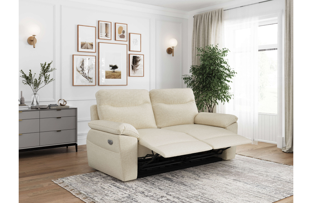 PACK - Canapé de relaxation ROSS électrique 3 et 2 places et fauteuil en tissu Easy Clean antitache