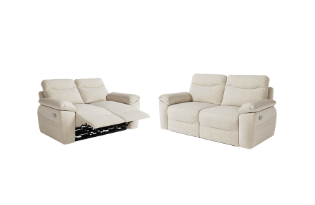 PACK - Canapé de relaxation ROSS électrique 2 et 3 places en tissu texturé 3D