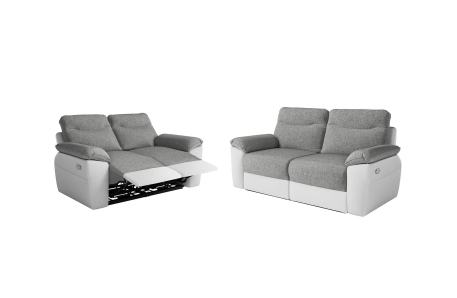 PACK - Canapé de relaxation ROSS électrique 2 et 3 places en tissu et simili