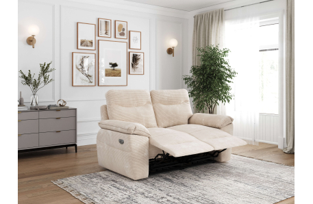 PACK - Canapé de relaxation ROSS électrique 2 places et fauteuil en velours côtelé