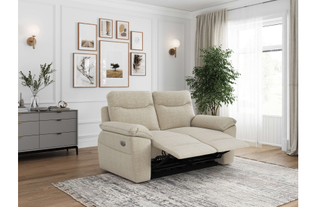 PACK - Canapé de relaxation ROSS électrique 2 places et fauteuil en tissu texturé 3D