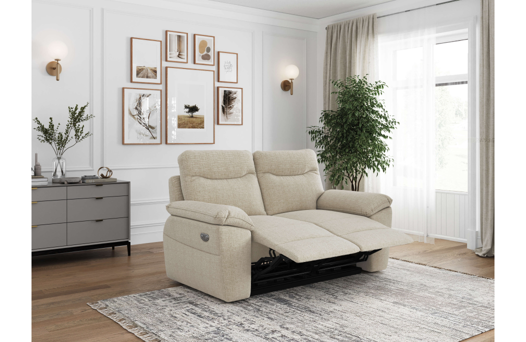 PACK - Canapé de relaxation ROSS électrique 2 places et fauteuil en tissu texturé 3D