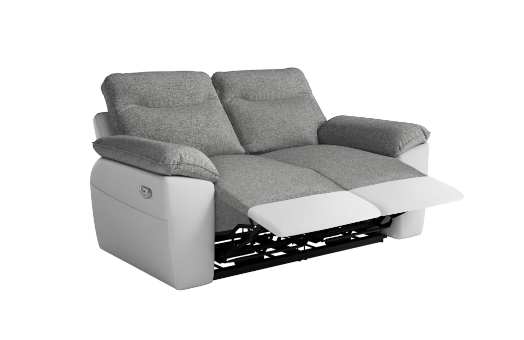 PACK - Canapé de relaxation ROSS électrique 2 places et fauteuil en tissu et simili