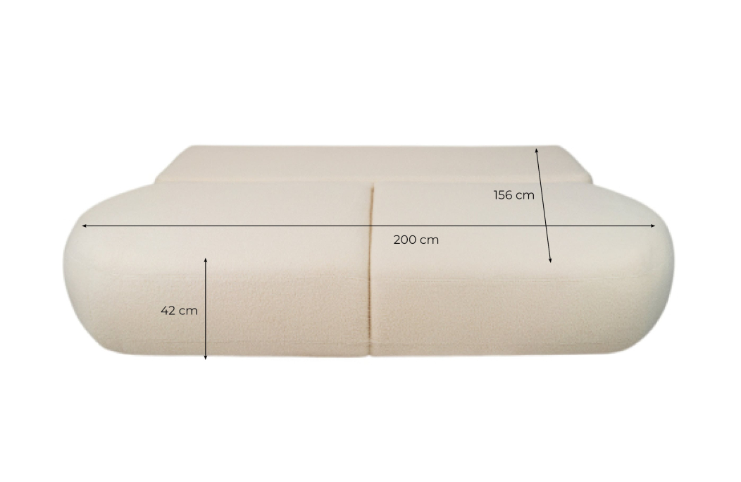 FABIO - Canapé convertible droit 4 places en tissu bouclettes