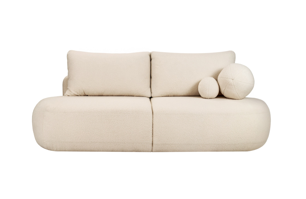 FABIO - Canapé convertible droit 4 places en tissu bouclettes