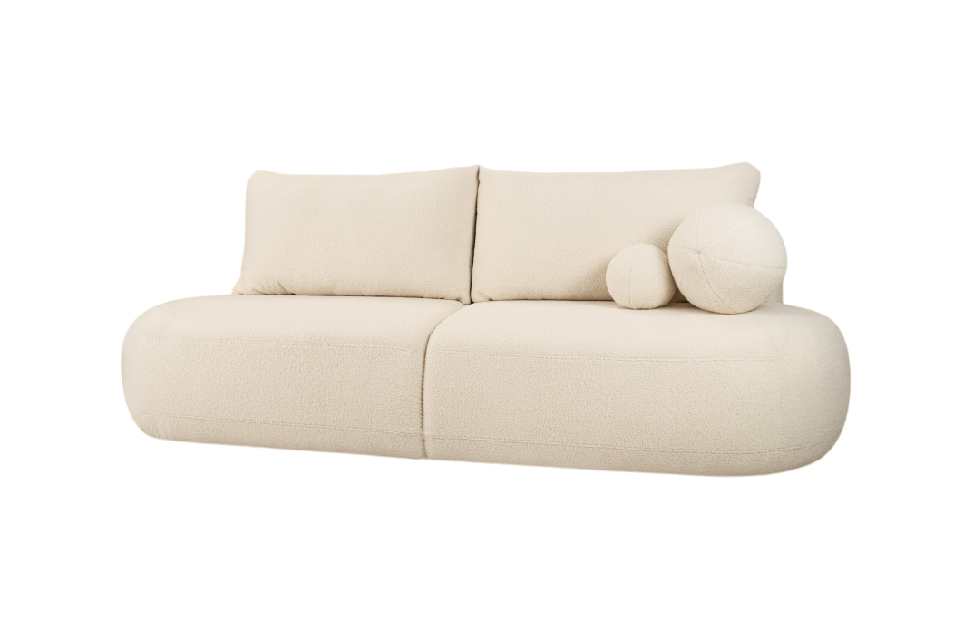 FABIO - Canapé convertible droit 4 places en tissu bouclettes