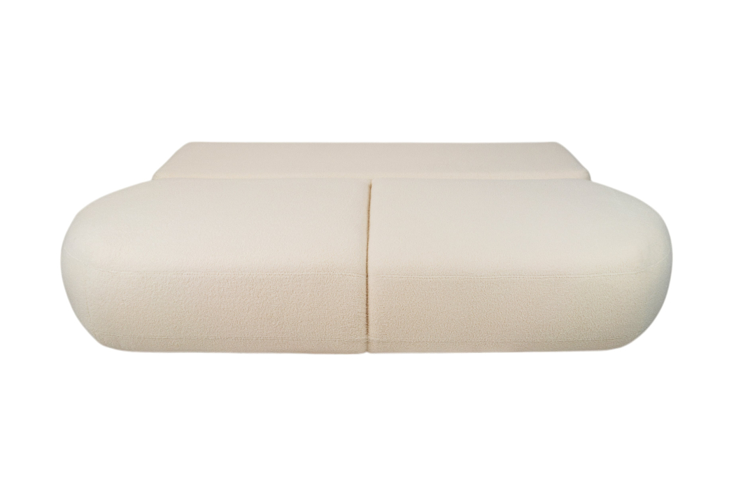 FABIO - Canapé convertible droit 4 places en tissu bouclettes