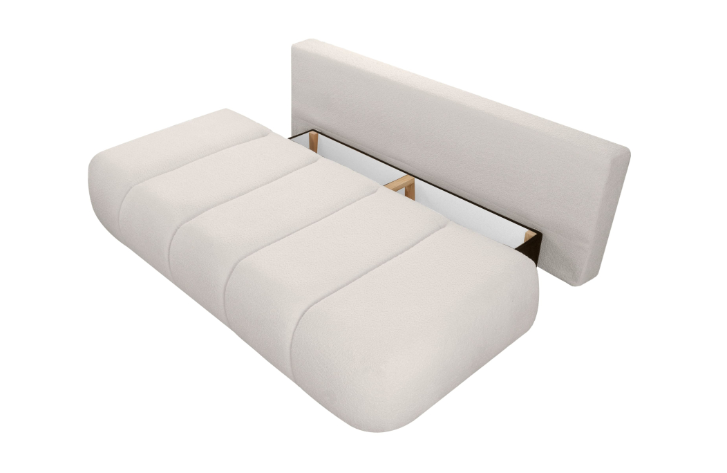 MERRY - Canapé convertible droit 3 places en tissu bouclettes