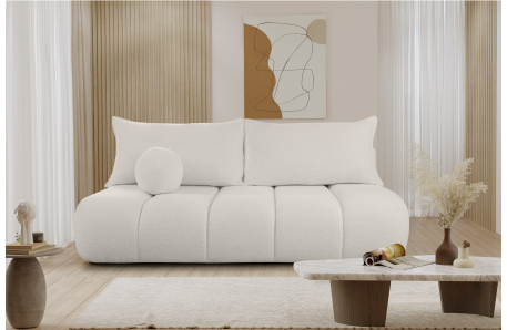 MERRY - Canapé convertible droit 3 places en tissu bouclettes