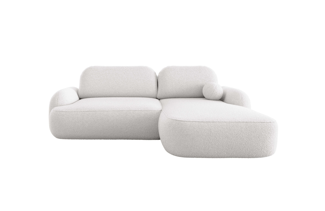 Canapé d'angle convertible 4 places MILLY avec coffre en tissu bouclette
