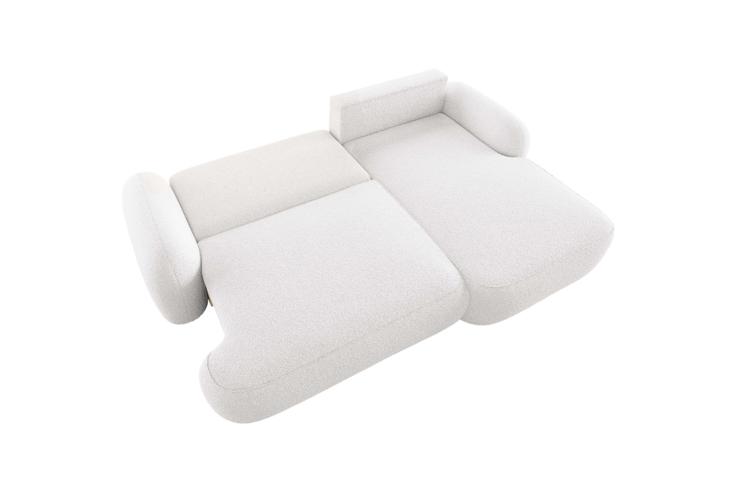 Canapé d'angle convertible 4 places MILLY avec coffre en tissu bouclette