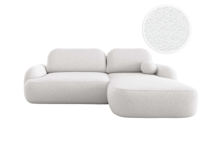 Canapé d'angle convertible 4 places MILLY avec coffre en tissu bouclette