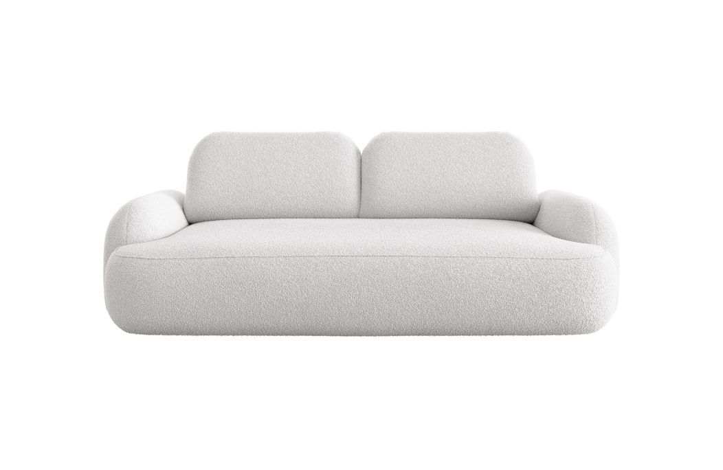 Canapé convertible 3 places MILLY avec coffre en tissu bouclette